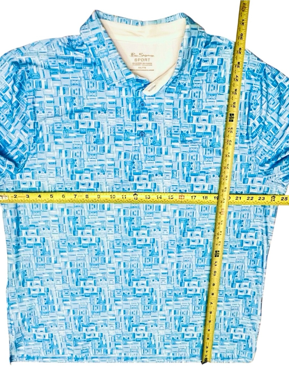 Ben Sherman Polo Sz 2XL UPF 50+ Blue Cassette Tapes Tech UNIQUE Print Shirt NWOT - Picture 8 of 9